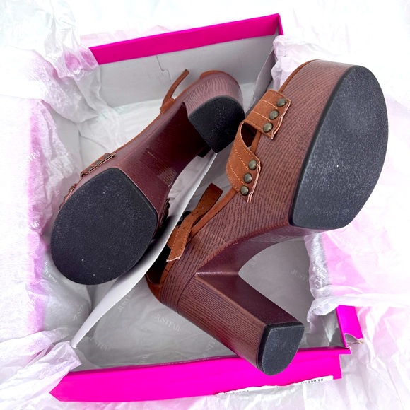 NEW! JustFab Neema Platform Sandals in Whiskey/Brown size 8 - Picture 5 of 8